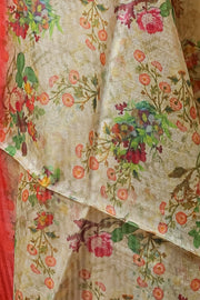 Cream Silk Dupatta with Vibrant Digital Floral Print for Ethnic Elegance