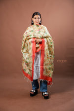 Load image into Gallery viewer, Cream Silk Dupatta with Vibrant Digital Floral Print for Ethnic Elegance