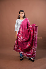 Load image into Gallery viewer, Wine Slub Dupatta with Elegant Digital Floral Print for Festive Styling