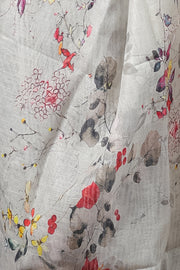 Off White Linen Dupatta with Elegant Digital Botanical Print for Ethnic Grace