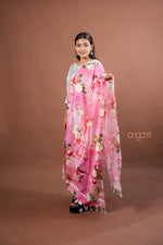 Load image into Gallery viewer, Pink Slub Dupatta with Delicate Digital Floral Print for Elegant Ethnic Styling