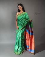 Load image into Gallery viewer, Kolika Dupion Silk Saree – Green &amp; Multicolor Festive Wear
