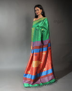 Load image into Gallery viewer, Kolika Dupion Silk Saree – Green &amp; Multicolor Festive Wear
