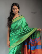 Load image into Gallery viewer, Kolika Dupion Silk Saree – Green &amp; Multicolor Festive Wear
