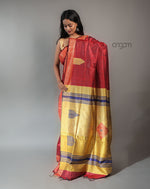 Load image into Gallery viewer, Kolika Matka Silk Saree – Red &amp; Gold Elegant Drape
