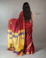 Load image into Gallery viewer, Kolika Matka Silk Saree – Red &amp; Gold Elegant Drape
