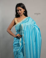 Load image into Gallery viewer, Cotton Silk Saree – Sky Blue with Silver Border
