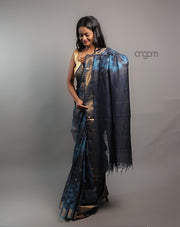 Kota Viscose Saree – Blue Tie-Dye with Elegant Border