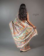 Load image into Gallery viewer, Hand Painted Tussar Silk Saree – Beige Madhubani Art Elegance
