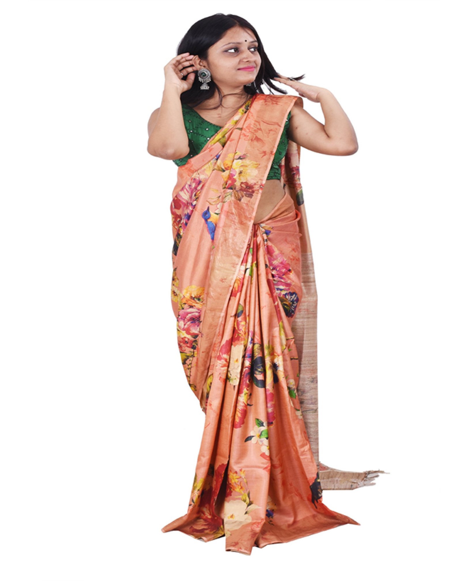 Digital Print Silk Saari