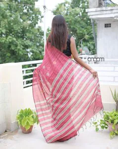 Rose Red Art Silk Saari