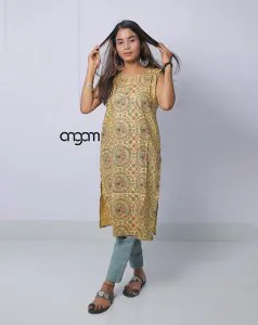 Madhubani Print Cotton-Viscose Kurti-1