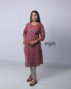 Marble Print Cotton-Viscose Kurti-4