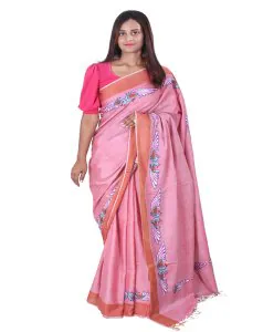 Hand Embroidery Cotton Saari-Hot Pink