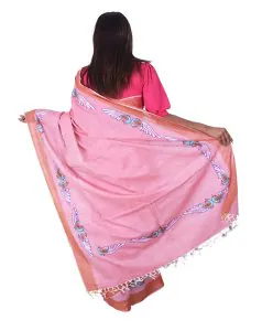 Hand Embroidery Cotton Saari-Hot Pink