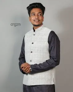 White Cotton Nehru Jacket