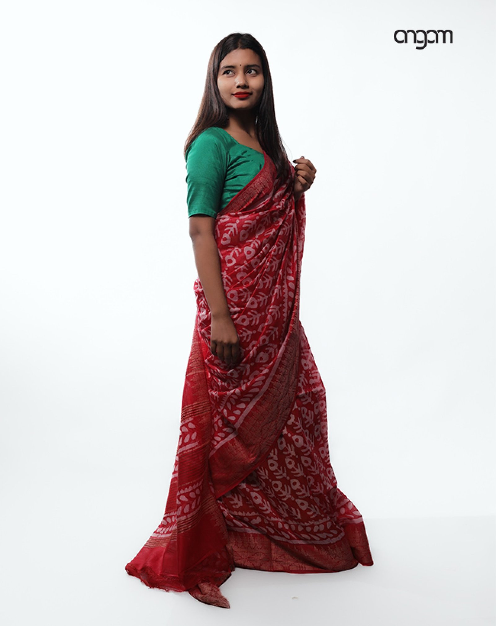 Red Liva Saree-Batik Print