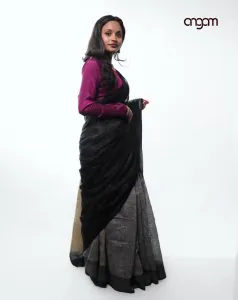 Black Linen Saree