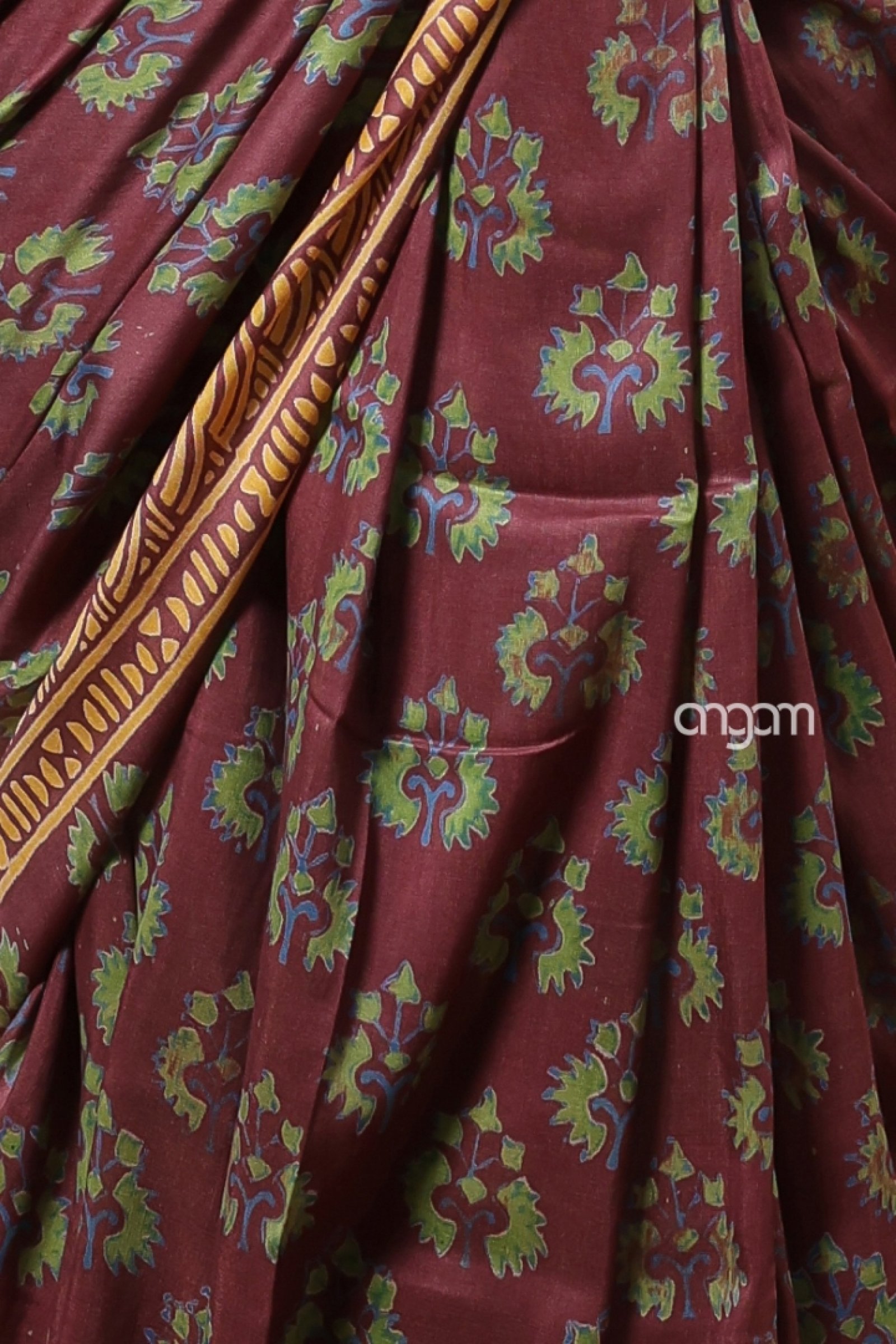 Matte maroon Mulmul Saree