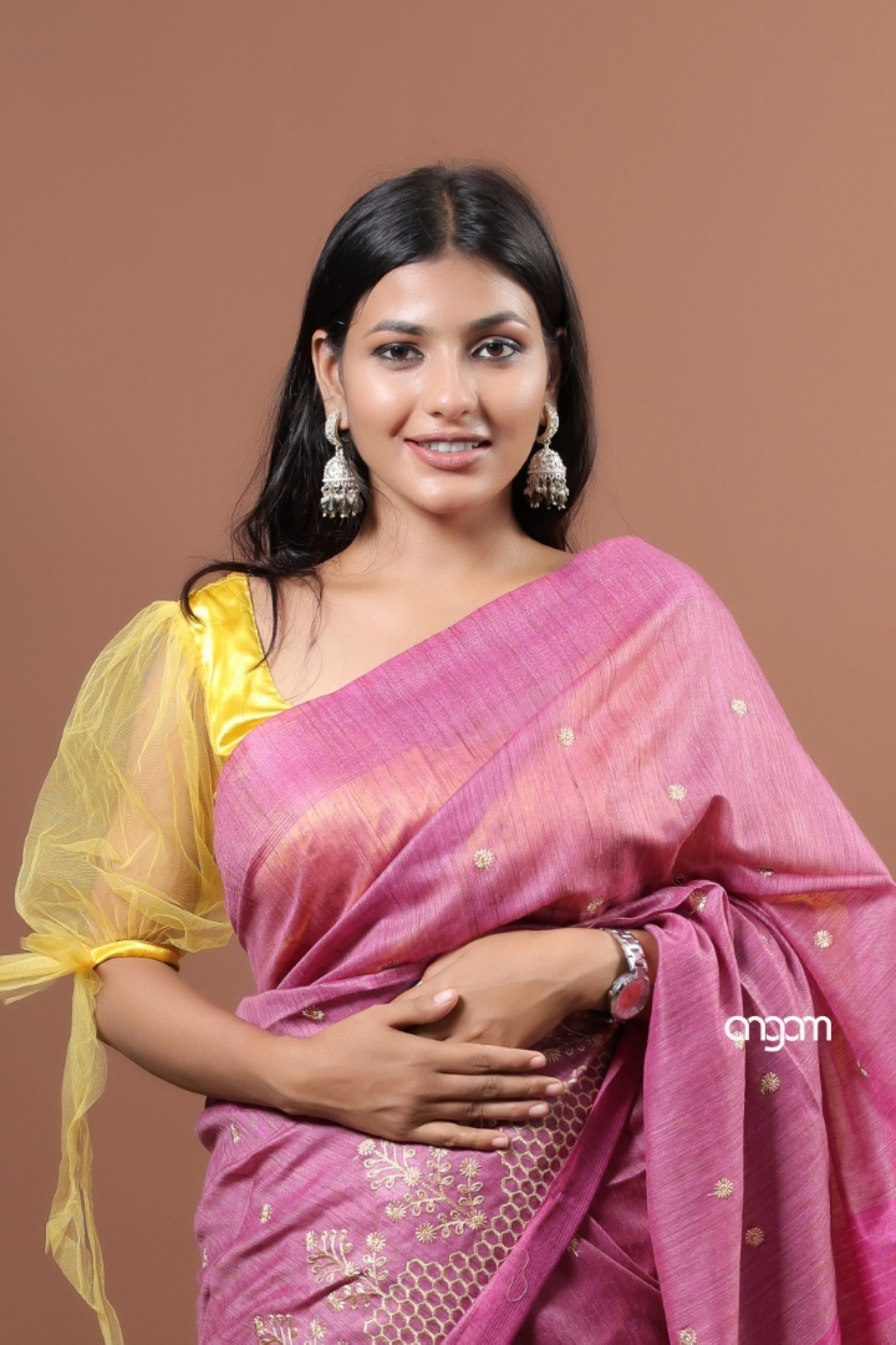 Wild orchid banswada embroidery saree