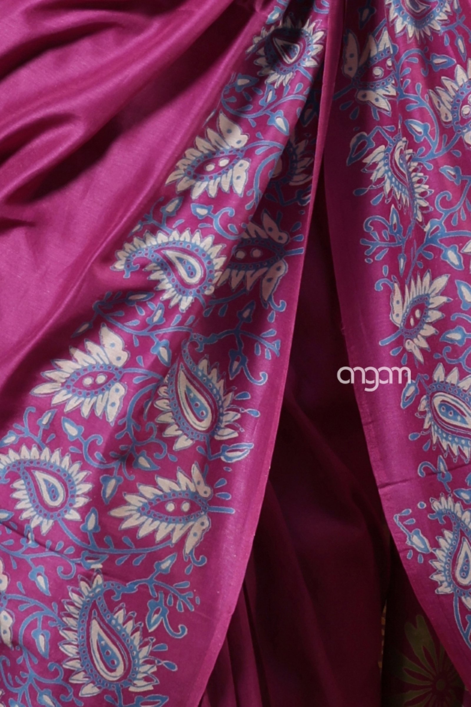 Fuchsia malmal saree