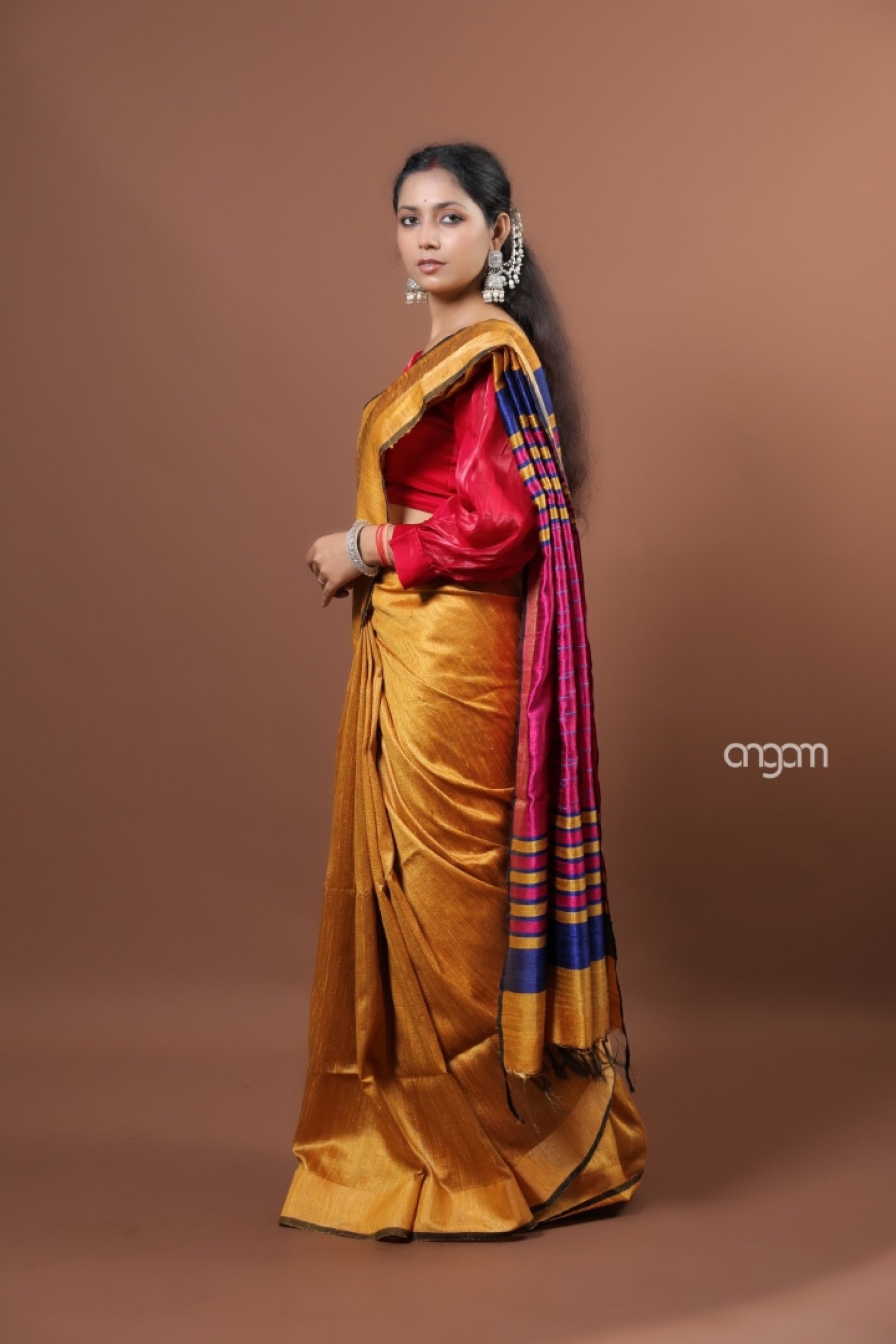 ButterScotch pure dupion silk saree