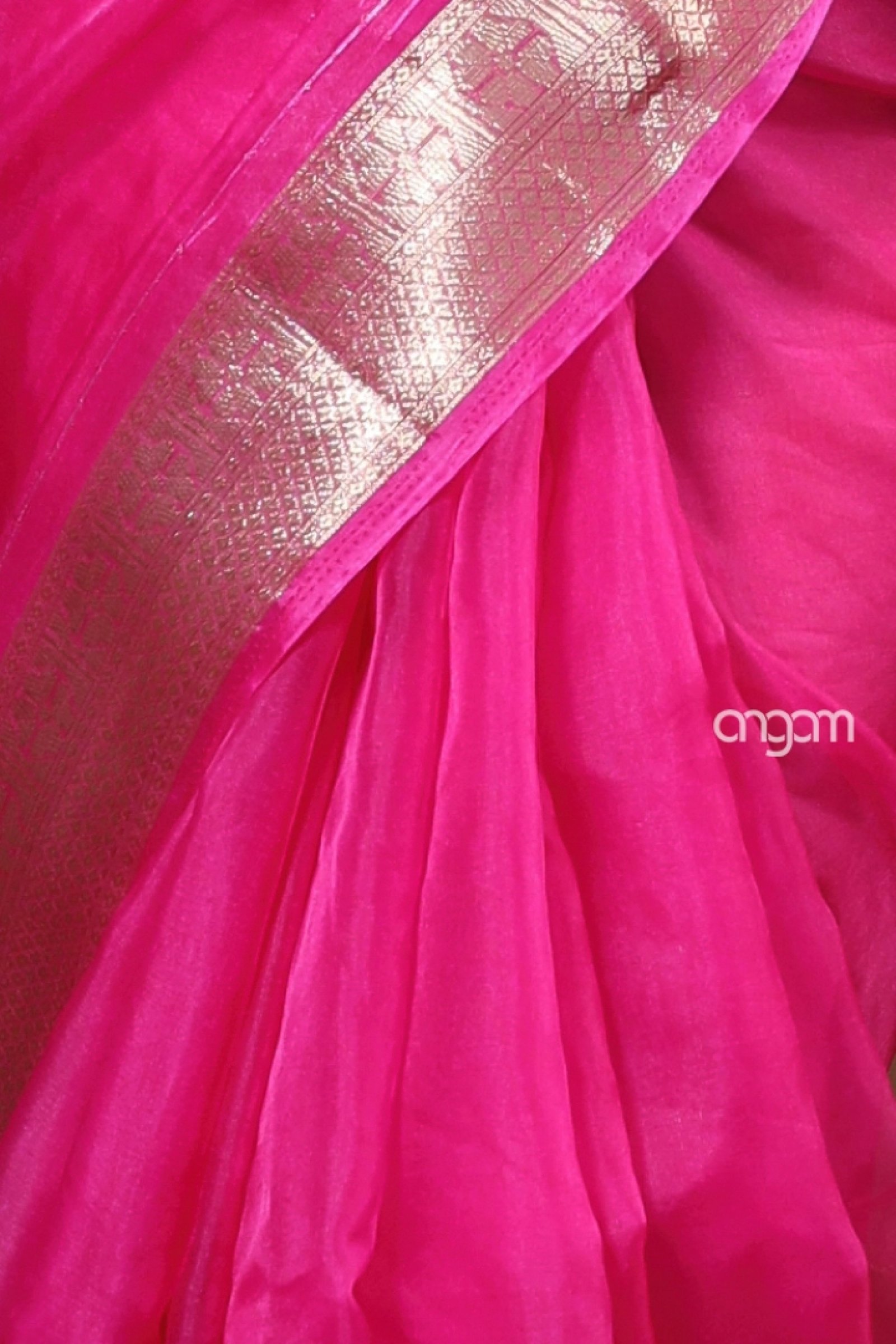 Hot pink organza saree