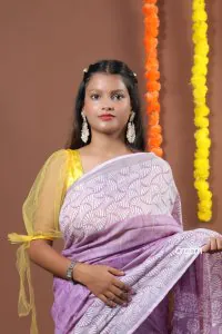 Lavender Cotton slub Saree