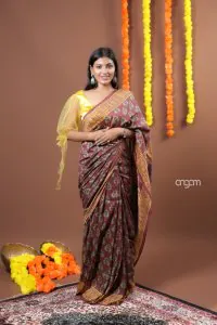 Matte maroon Mulmul Saree