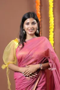 pink red liva Saree