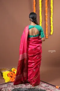 Rani Pink Dual Tone Art DUPION Silk saree