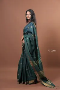 Dark green liva saree