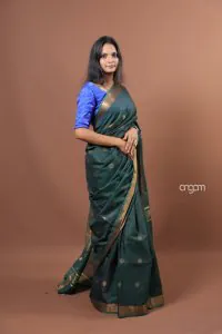 Dark green liva saree