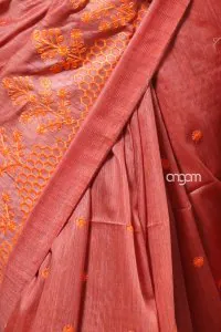 Coral Orange banswada embroidery