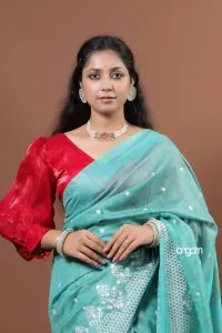 Light sea green banswada embroidery saree