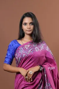 Fuchsia malmal saree