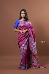 Fuchsia malmal saree