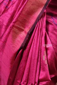 Florescent hot pink dupion silk saree