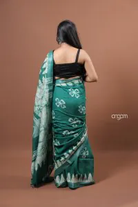 Pine garden cotton slub saree