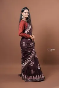 Matte maroon cotton slub saree