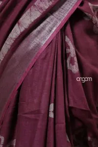 Happy maroon cotton slub saree